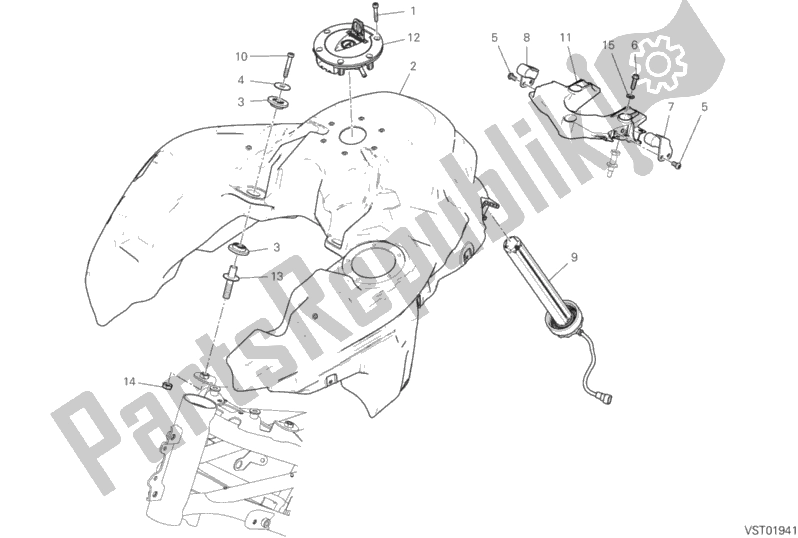 All parts for the Fuel Tank of the Ducati Multistrada 950 S Touring 2020